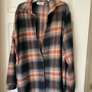 Shacket Plaid Shirt Jacket brown + black